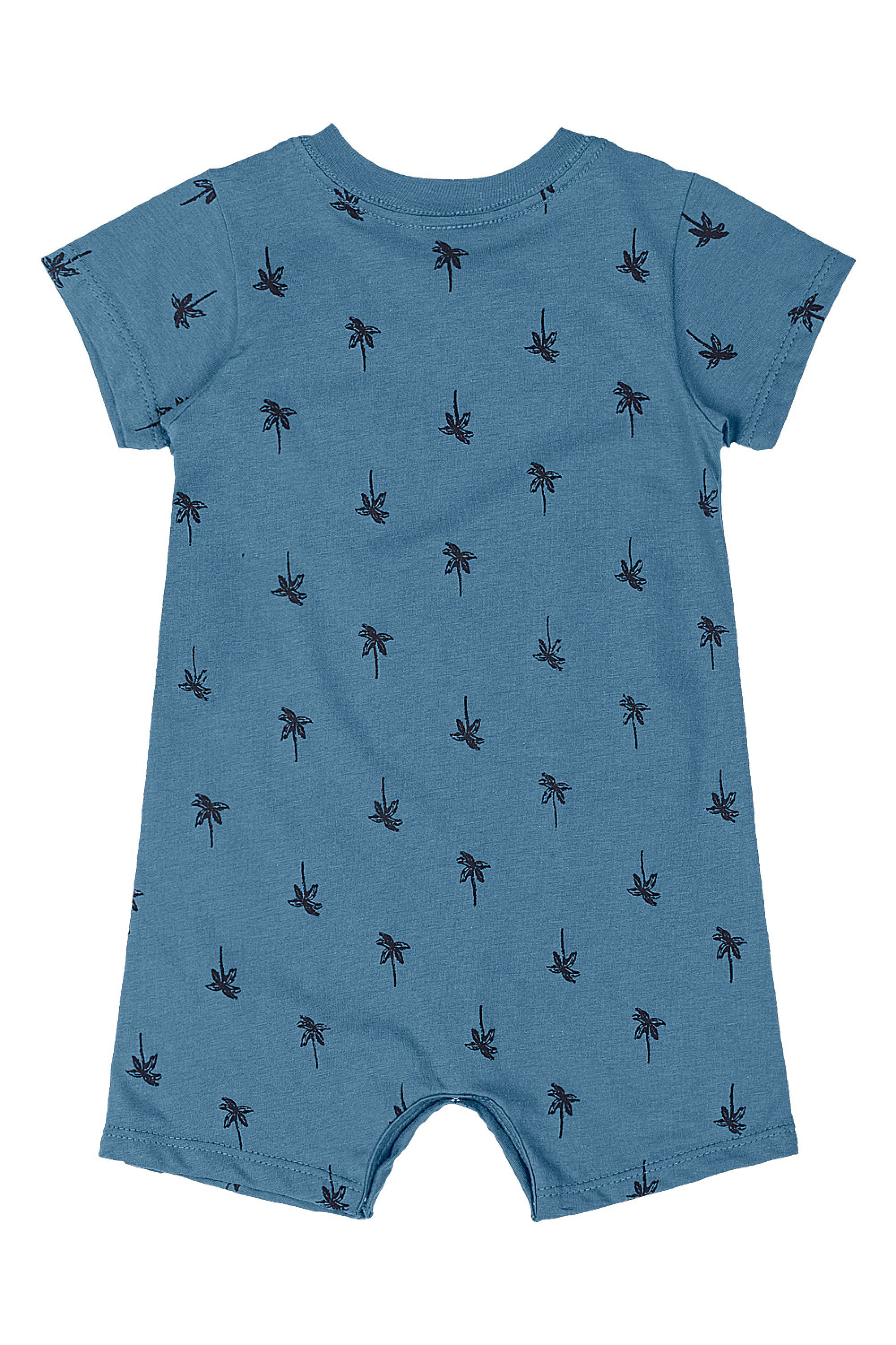 Macaquinho Bebê Menino em Algodão Estampado (Azul) Quimby - Imagem 2